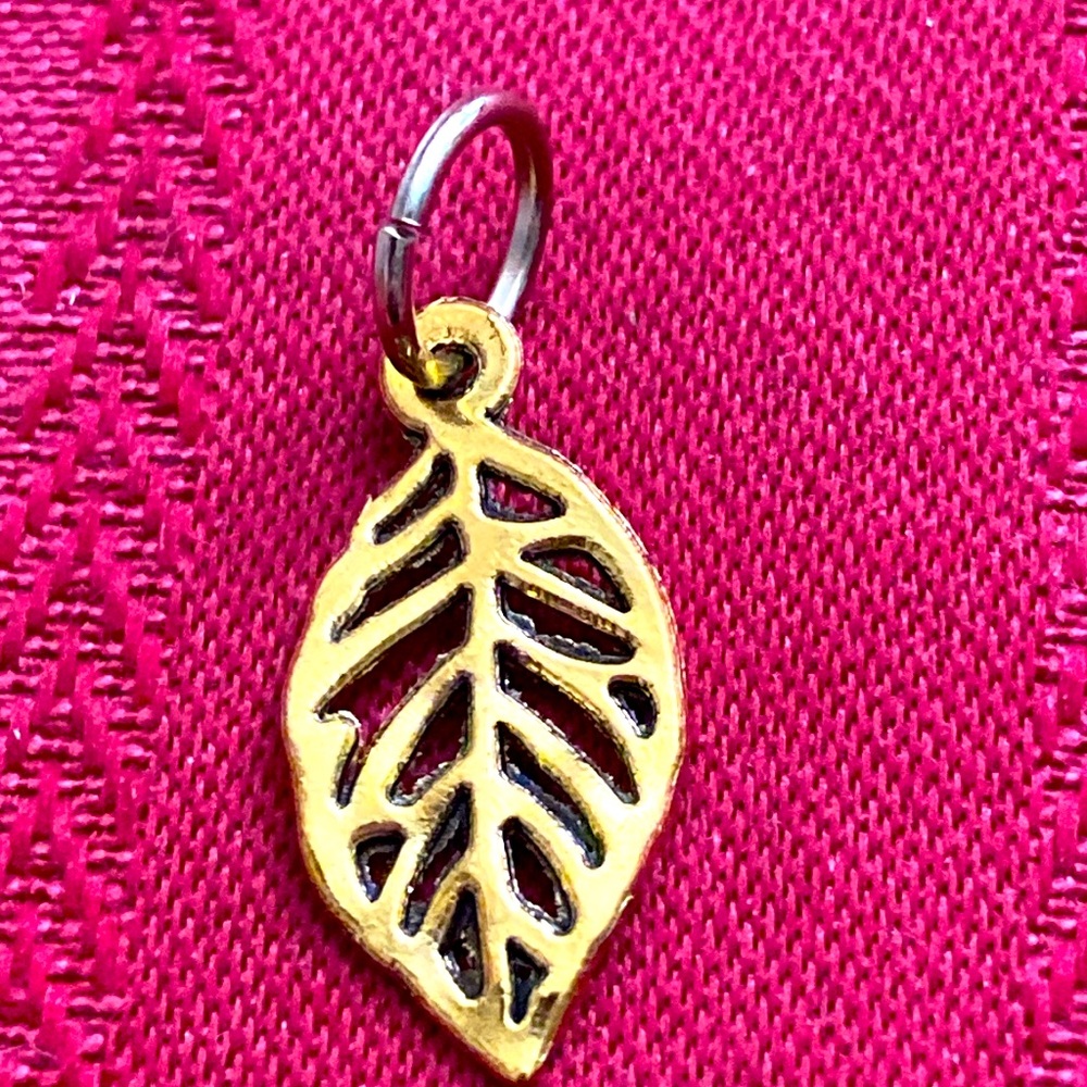 5/$10❤️❤️❤️NEW BRASS LEAF CHARM PENDANT